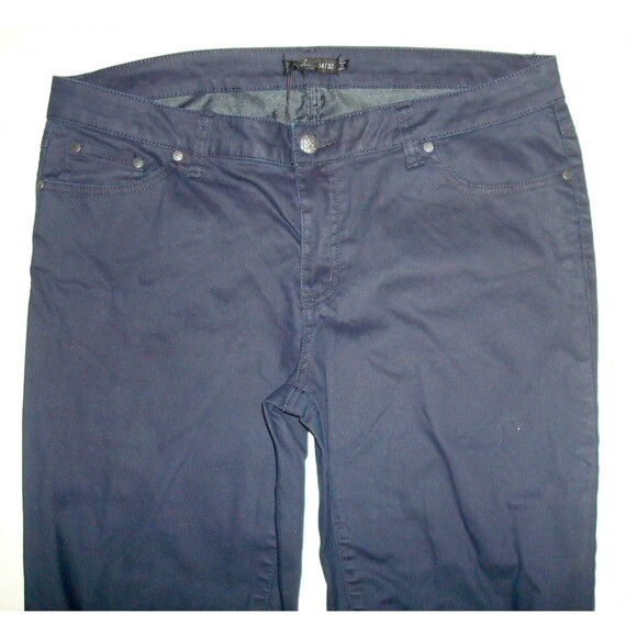 New NWT Womens 14 32 Prana Kara Jeans Skinny Dark Blue Cuff Long Stretch Organic - Picture 4 of 7